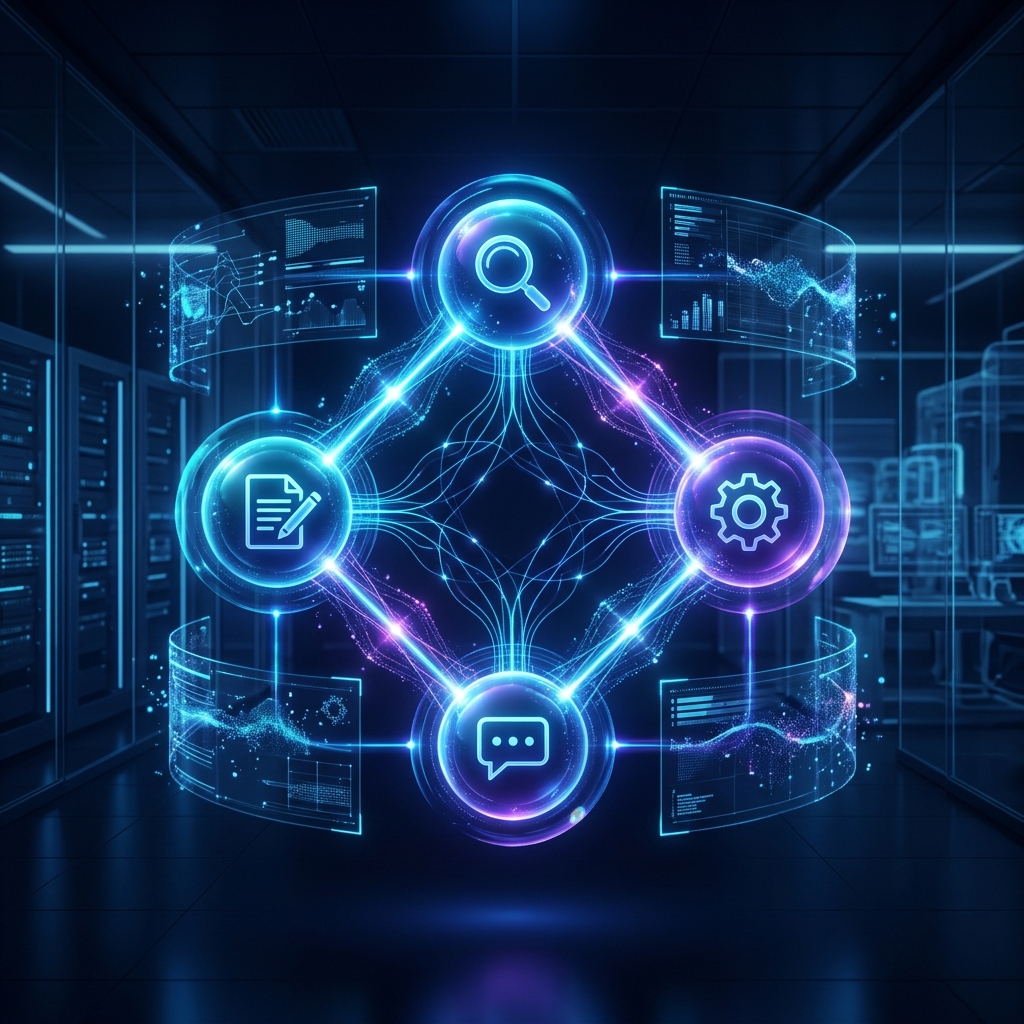 Laboratório de 4 Agentes de IA — Pesquisador, Redator, Automatizador e Atendente
